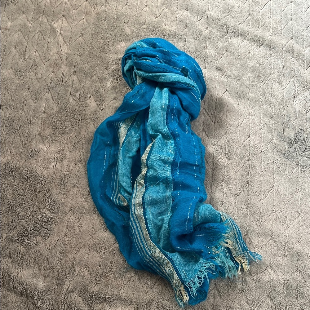 Vibrant Blue Teal Stripe Lightweight Scarf